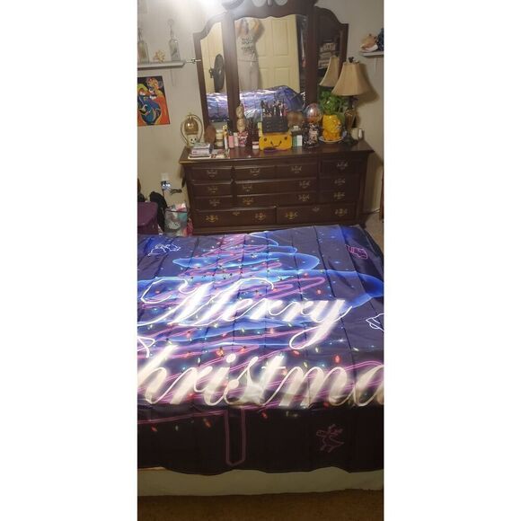 NEW IN PACKAGE MERRY CHRISTMAS SHOWER CURTAIN WITH HOOKS - Picture 2 of 4